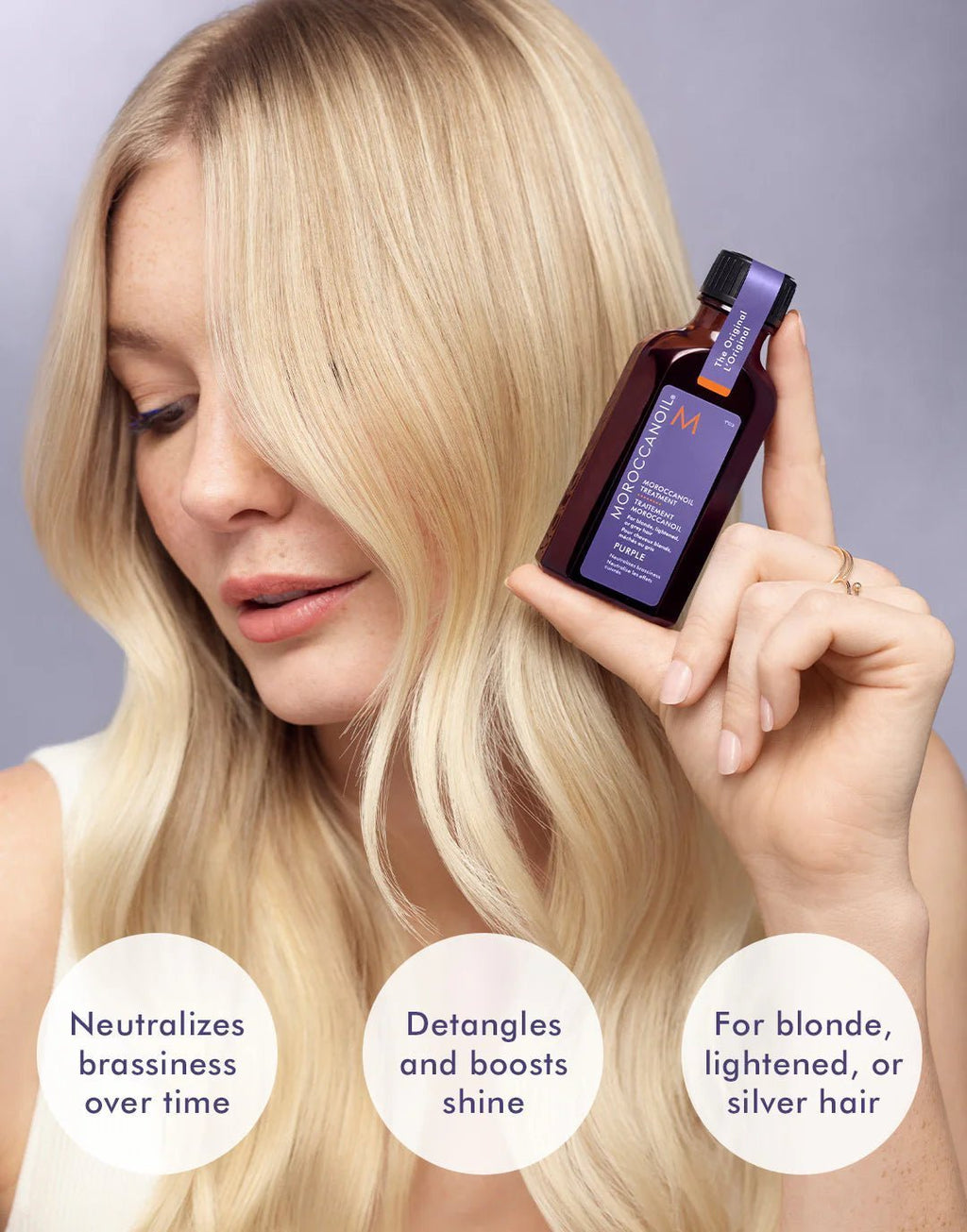 MOROCCANOIL Treatment Purple - Argano aliejukas šviesiems, šviesintiems ir žiliems plaukams - Oranžinis StiliusPlaukų aliejukaiMorrocanOilOranžinis Stilius